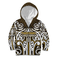 Custom Aotearoa Taranaki Kid Hoodie Maori Tribal Pattern Mix Poutama