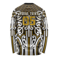 Custom Aotearoa Taranaki Long Sleeve Shirt Maori Tribal Pattern Mix Poutama