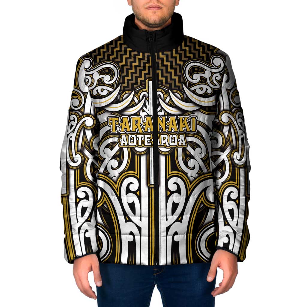 Custom Aotearoa Taranaki Padded Jacket Maori Tribal Pattern Mix Poutama