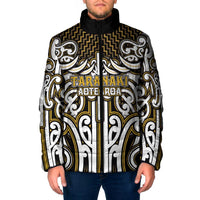 Custom Aotearoa Taranaki Padded Jacket Maori Tribal Pattern Mix Poutama