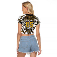 Custom Aotearoa Taranaki Raglan Cropped T Shirt Maori Tribal Pattern Mix Poutama