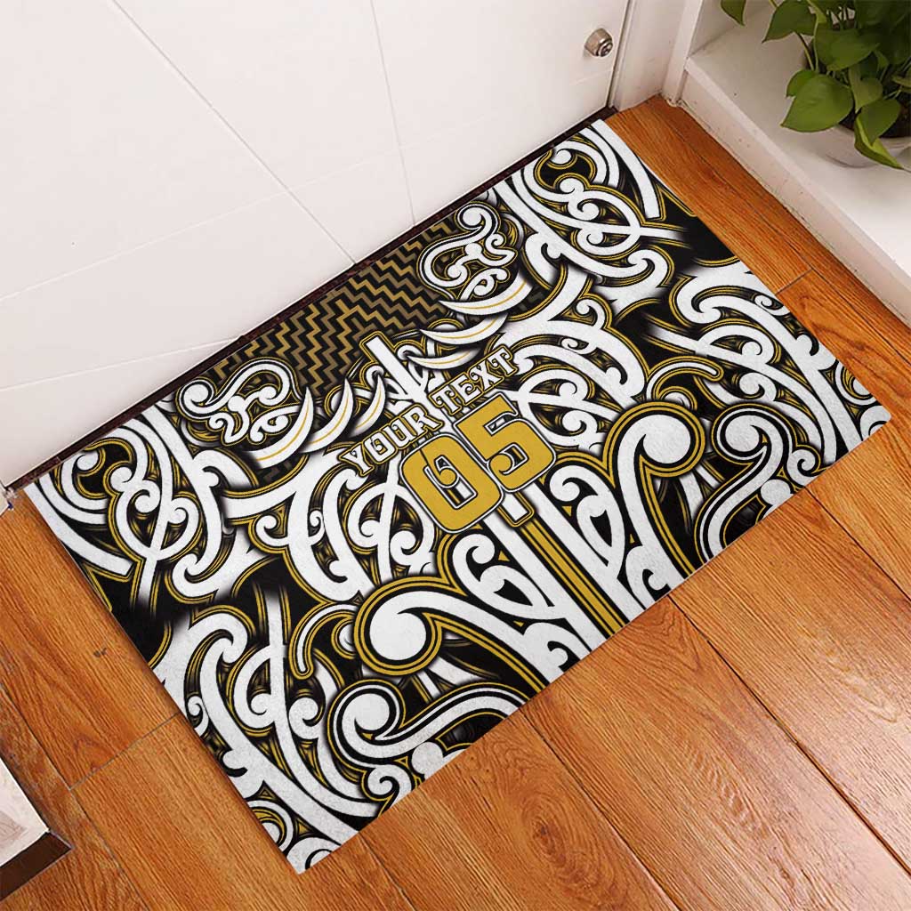 Custom Aotearoa Taranaki Rubber Doormat Maori Tribal Pattern Mix Poutama