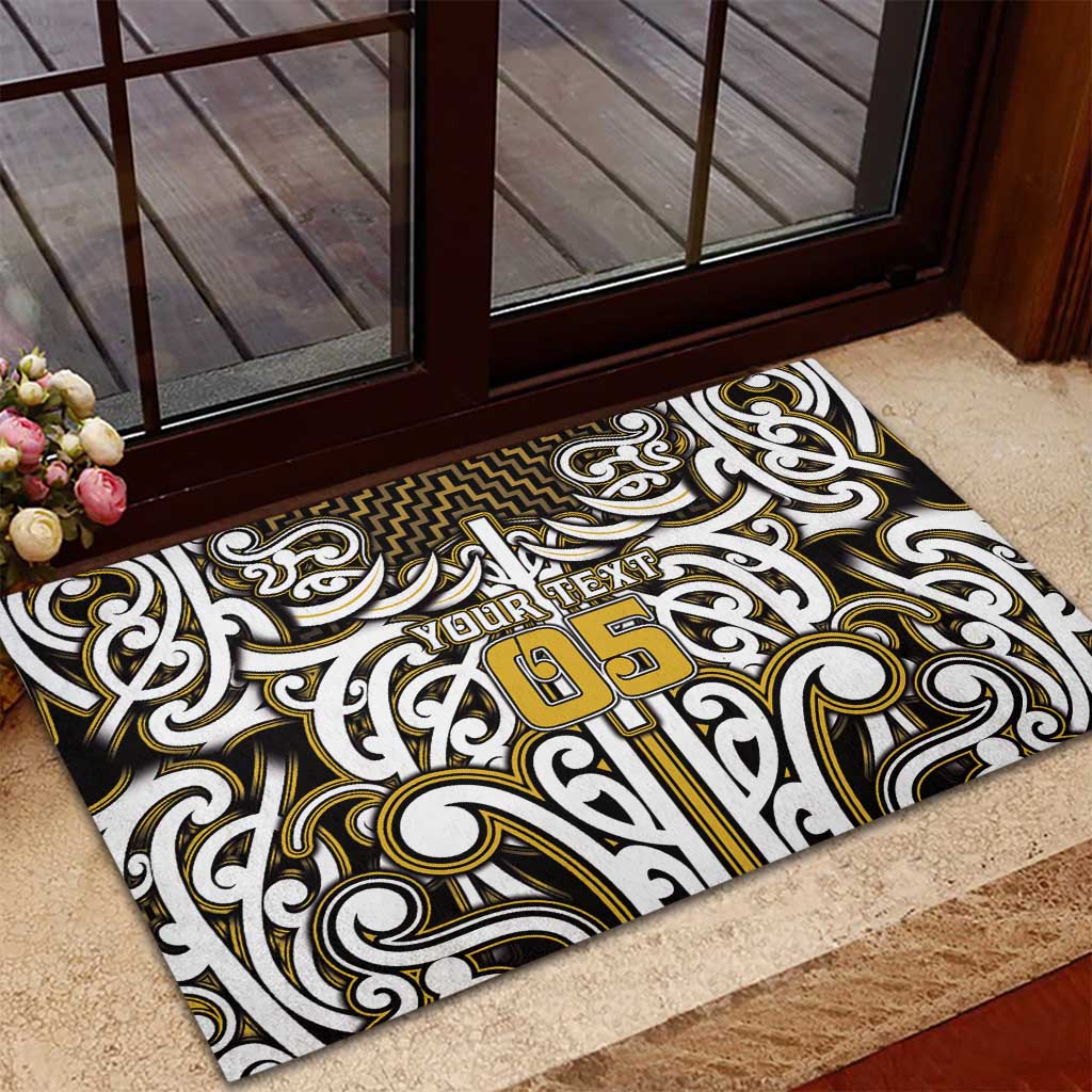 Custom Aotearoa Taranaki Rubber Doormat Maori Tribal Pattern Mix Poutama