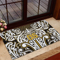 Custom Aotearoa Taranaki Rubber Doormat Maori Tribal Pattern Mix Poutama