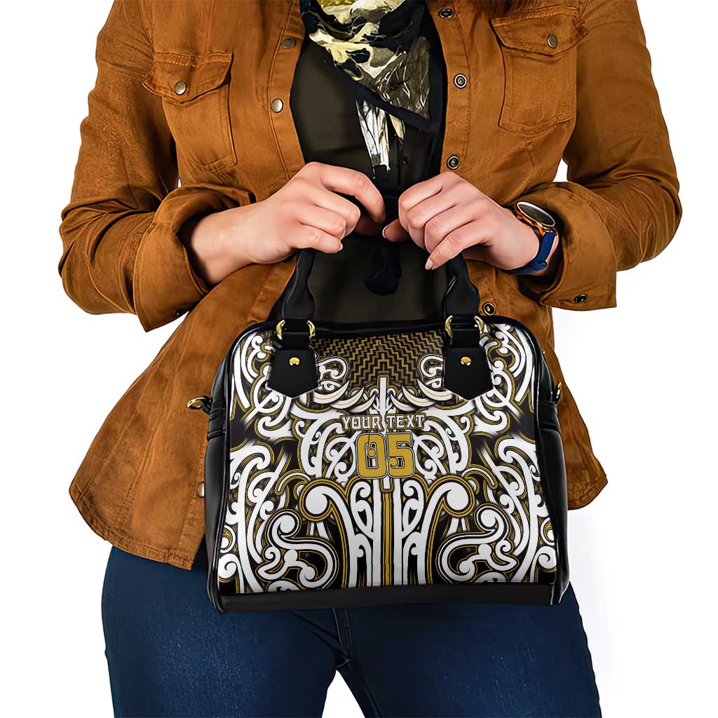 Custom Aotearoa Taranaki Shoulder Handbag Maori Tribal Pattern Mix Poutama