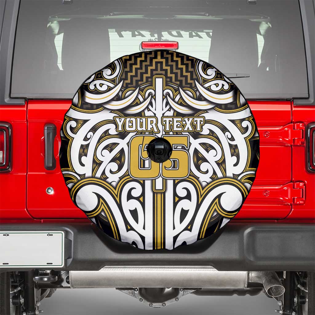 Custom Aotearoa Taranaki Spare Tire Cover Maori Tribal Pattern Mix Poutama