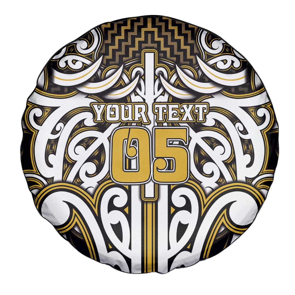 Custom Aotearoa Taranaki Spare Tire Cover Maori Tribal Pattern Mix Poutama