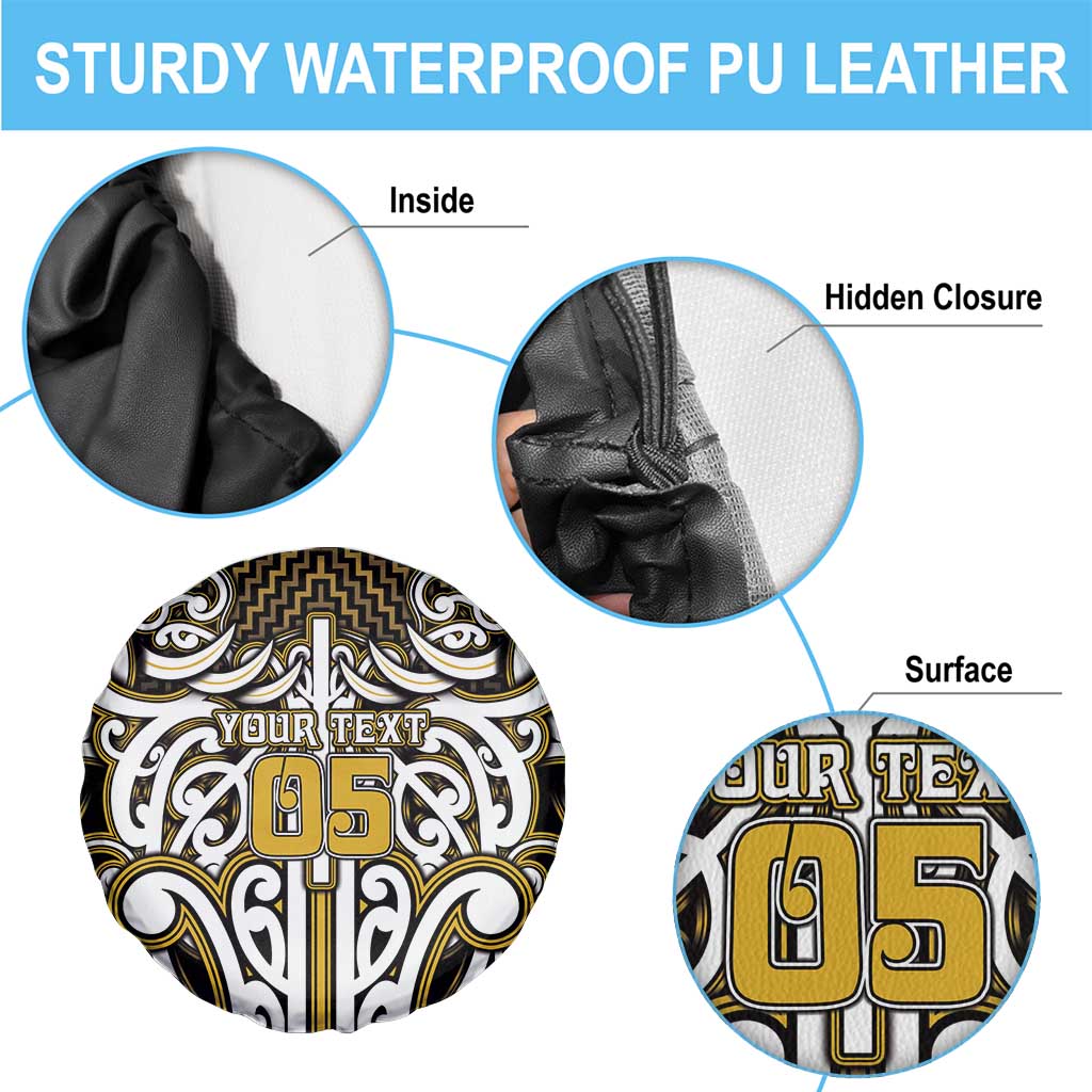 Custom Aotearoa Taranaki Spare Tire Cover Maori Tribal Pattern Mix Poutama