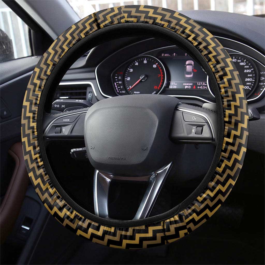 Aotearoa Taranaki Steering Wheel Cover Maori Tribal Pattern Mix Poutama