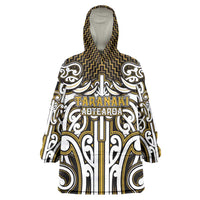 Custom Aotearoa Taranaki Wearable Blanket Hoodie Maori Tribal Pattern Mix Poutama