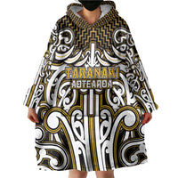Custom Aotearoa Taranaki Wearable Blanket Hoodie Maori Tribal Pattern Mix Poutama