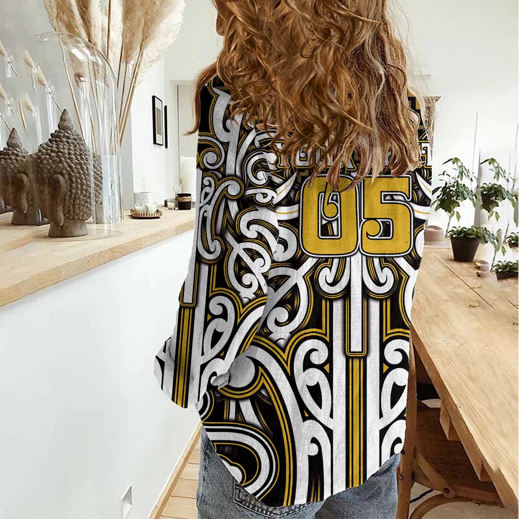 Custom Aotearoa Taranaki Women Casual Shirt Maori Tribal Pattern Mix Poutama