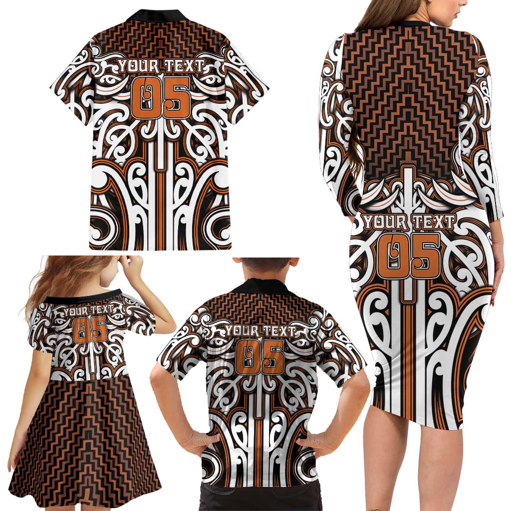 Custom Aotearoa Waikato Family Matching Long Sleeve Bodycon Dress and Hawaiian Shirt Maori Tribal Pattern Mix Poutama LT05 - Polynesian Pride