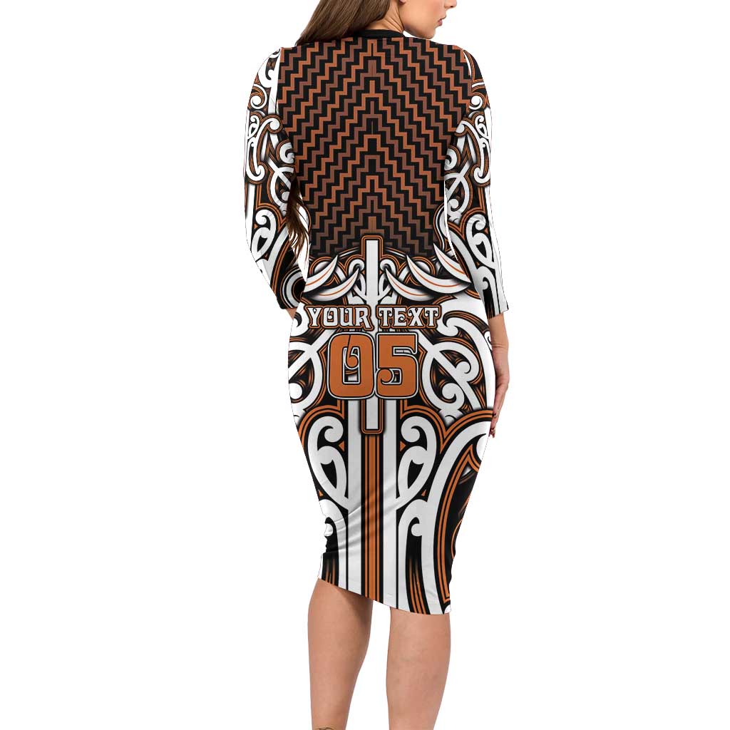 Custom Aotearoa Waikato Family Matching Long Sleeve Bodycon Dress and Hawaiian Shirt Maori Tribal Pattern Mix Poutama LT05 - Polynesian Pride
