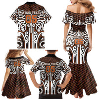 Custom Aotearoa Waikato Family Matching Mermaid Dress and Hawaiian Shirt Maori Tribal Pattern Mix Poutama LT05 - Polynesian Pride