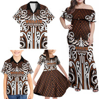 Custom Aotearoa Waikato Family Matching Off Shoulder Maxi Dress and Hawaiian Shirt Maori Tribal Pattern Mix Poutama LT05 - Polynesian Pride