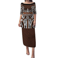Custom Aotearoa Waikato Family Matching Puletasi and Hawaiian Shirt Maori Tribal Pattern Mix Poutama