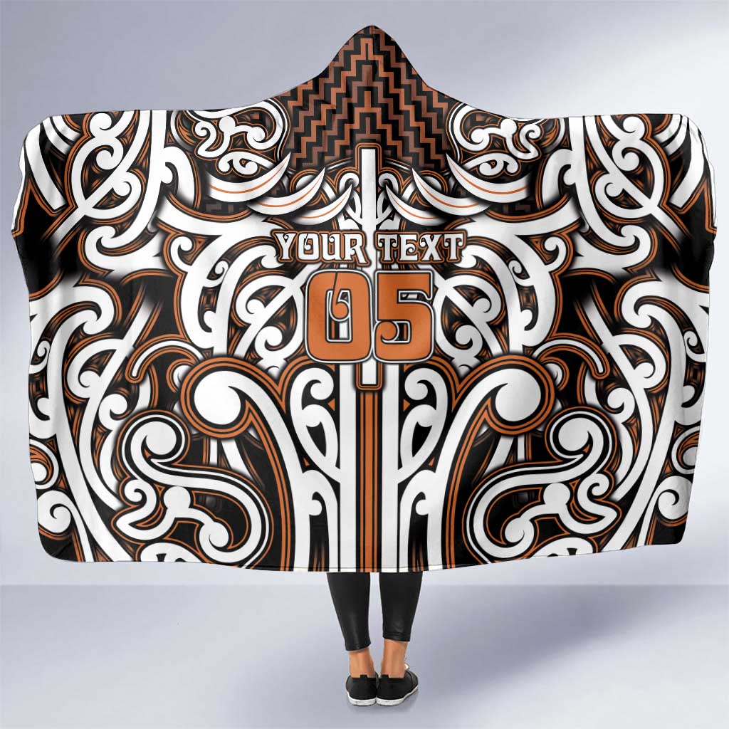 Custom Aotearoa Waikato Hooded Blanket Maori Tribal Pattern Mix Poutama