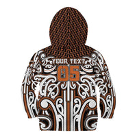 Custom Aotearoa Waikato Kid Hoodie Maori Tribal Pattern Mix Poutama