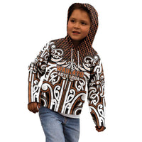 Custom Aotearoa Waikato Kid Hoodie Maori Tribal Pattern Mix Poutama