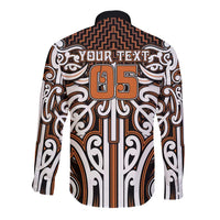 Custom Aotearoa Waikato Long Sleeve Button Shirt Maori Tribal Pattern Mix Poutama
