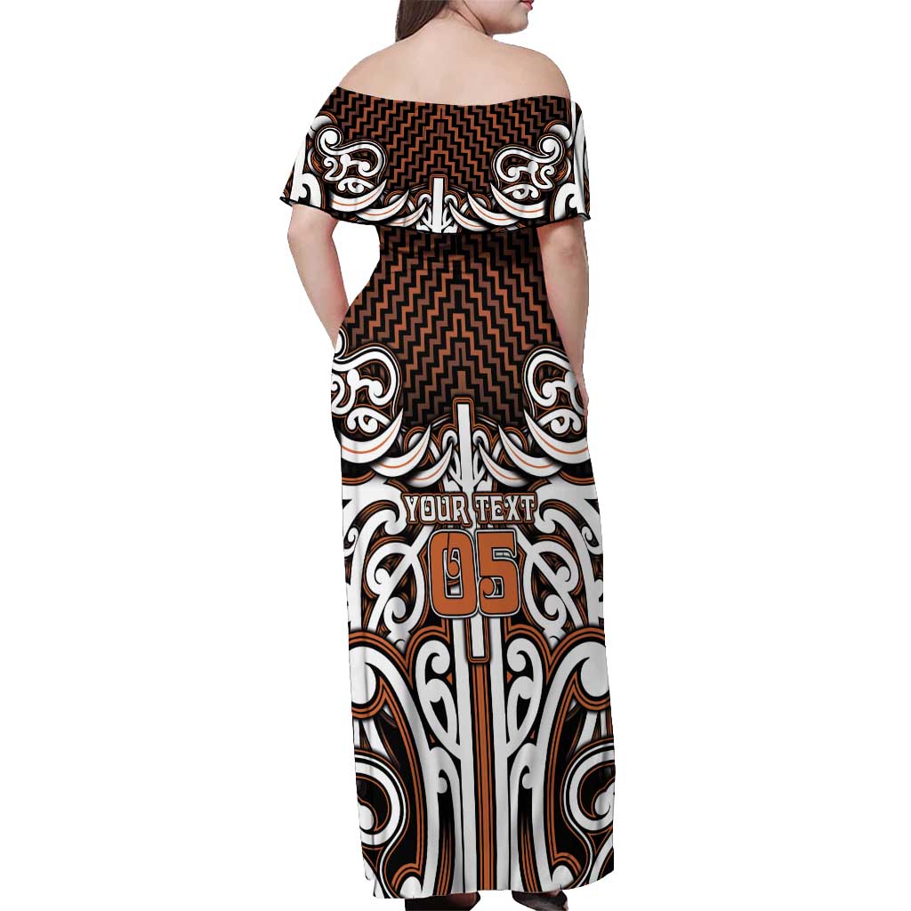 Custom Aotearoa Waikato Off Shoulder Maxi Dress Maori Tribal Pattern Mix Poutama