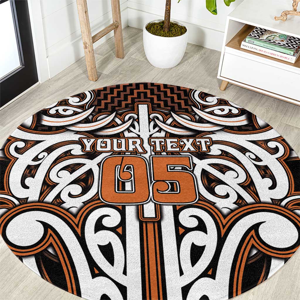 Custom Aotearoa Waikato Round Carpet Maori Tribal Pattern Mix Poutama