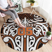 Custom Aotearoa Waikato Round Carpet Maori Tribal Pattern Mix Poutama