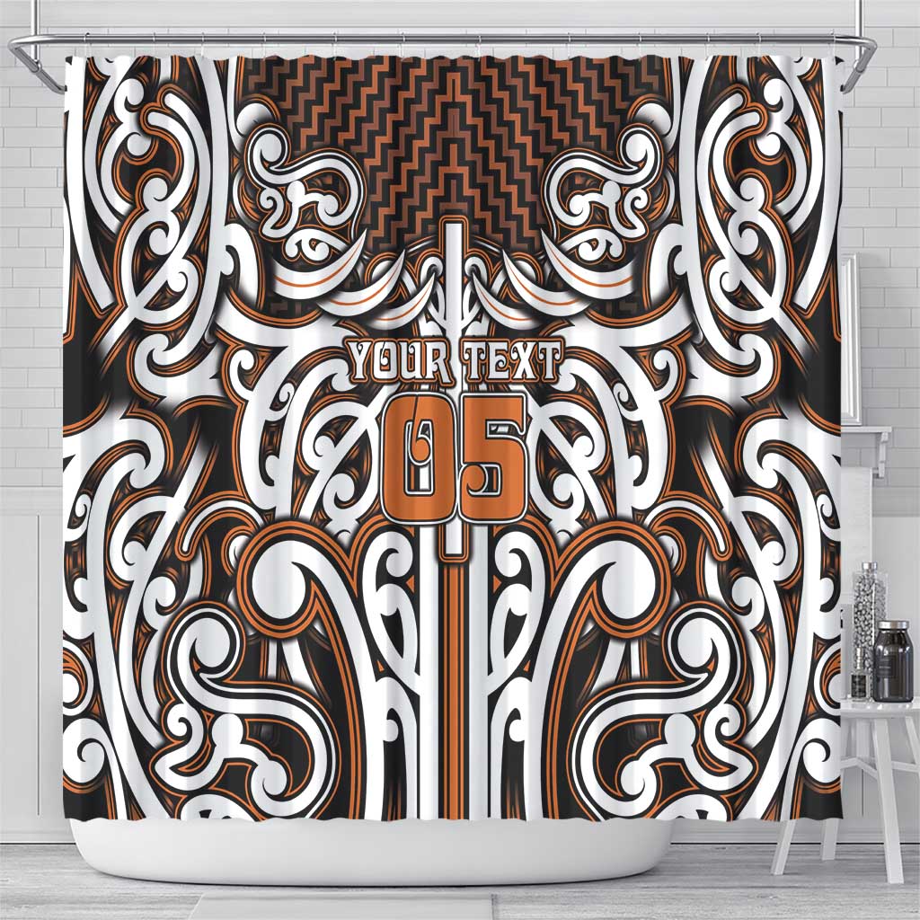 Custom Aotearoa Waikato Shower Curtain Maori Tribal Pattern Mix Poutama