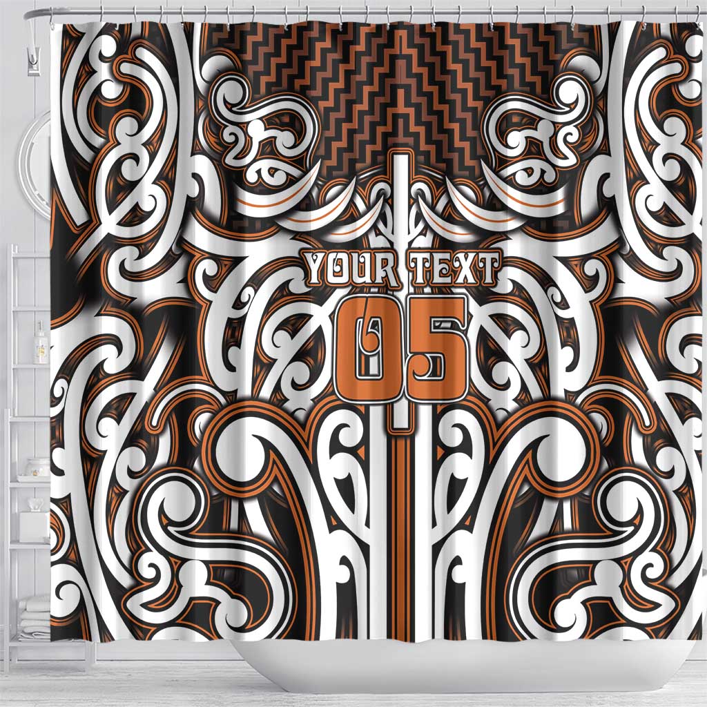 Custom Aotearoa Waikato Shower Curtain Maori Tribal Pattern Mix Poutama