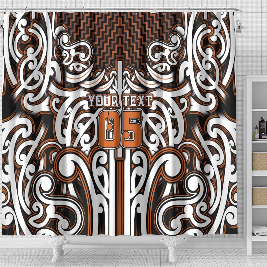 Custom Aotearoa Waikato Shower Curtain Maori Tribal Pattern Mix Poutama