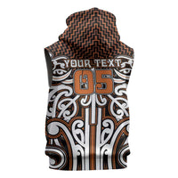 Custom Aotearoa Waikato Sleeveless Hoodie Maori Tribal Pattern Mix Poutama