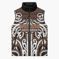 Custom Aotearoa Waikato Sleeveless Puffer Jacket Maori Tribal Pattern Mix Poutama