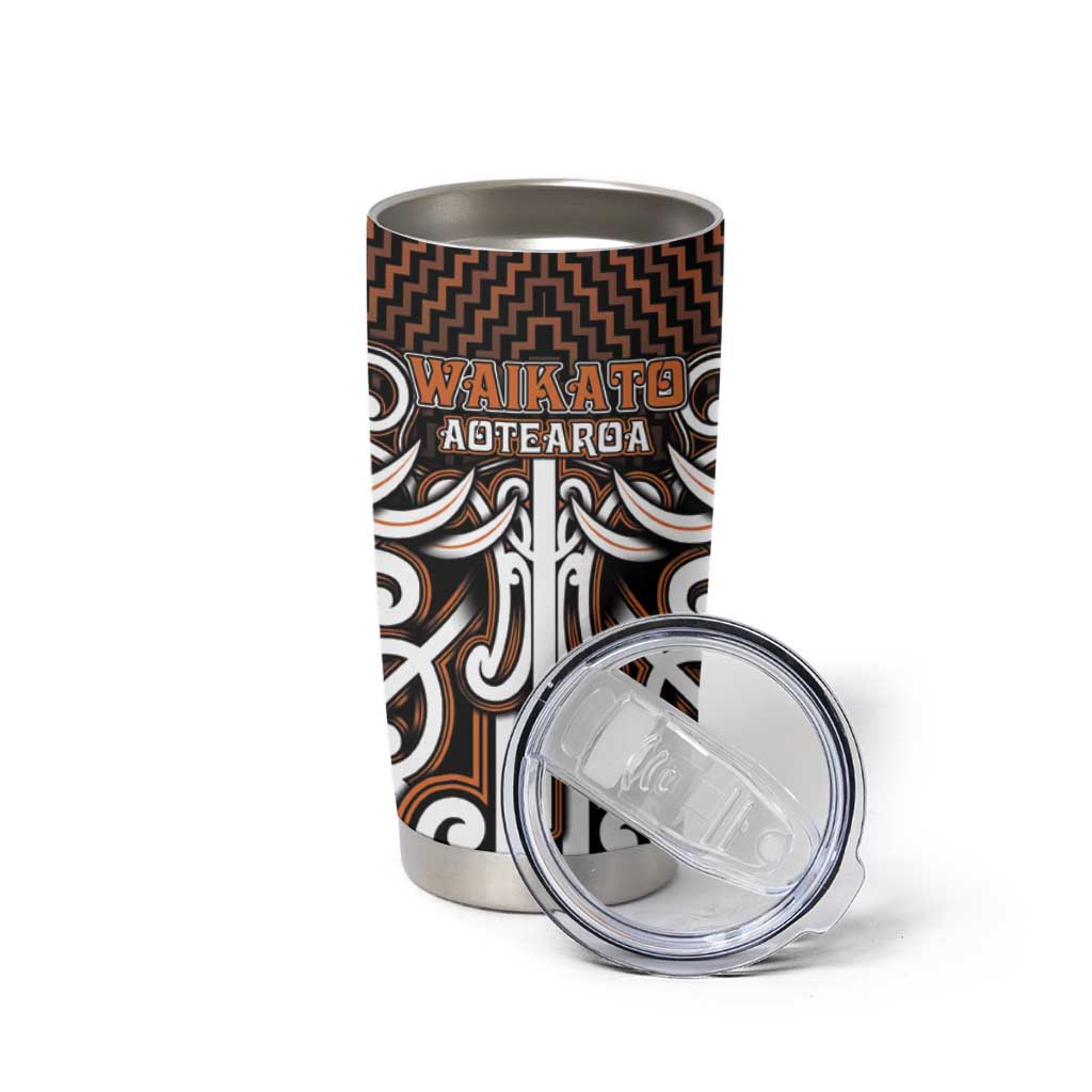Custom Aotearoa Waikato Tumbler Cup Maori Tribal Pattern Mix Poutama