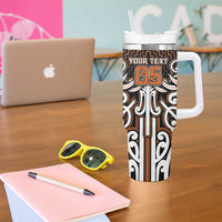 Custom Aotearoa Waikato Tumbler With Handle Maori Tribal Pattern Mix Poutama
