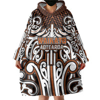 Custom Aotearoa Waikato Wearable Blanket Hoodie Maori Tribal Pattern Mix Poutama