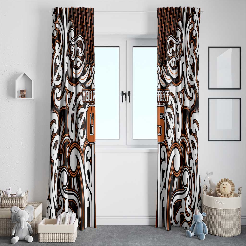 Custom Aotearoa Waikato Window Curtain Maori Tribal Pattern Mix Poutama