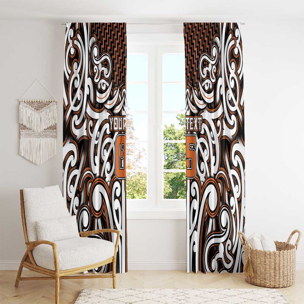 Custom Aotearoa Waikato Window Curtain Maori Tribal Pattern Mix Poutama
