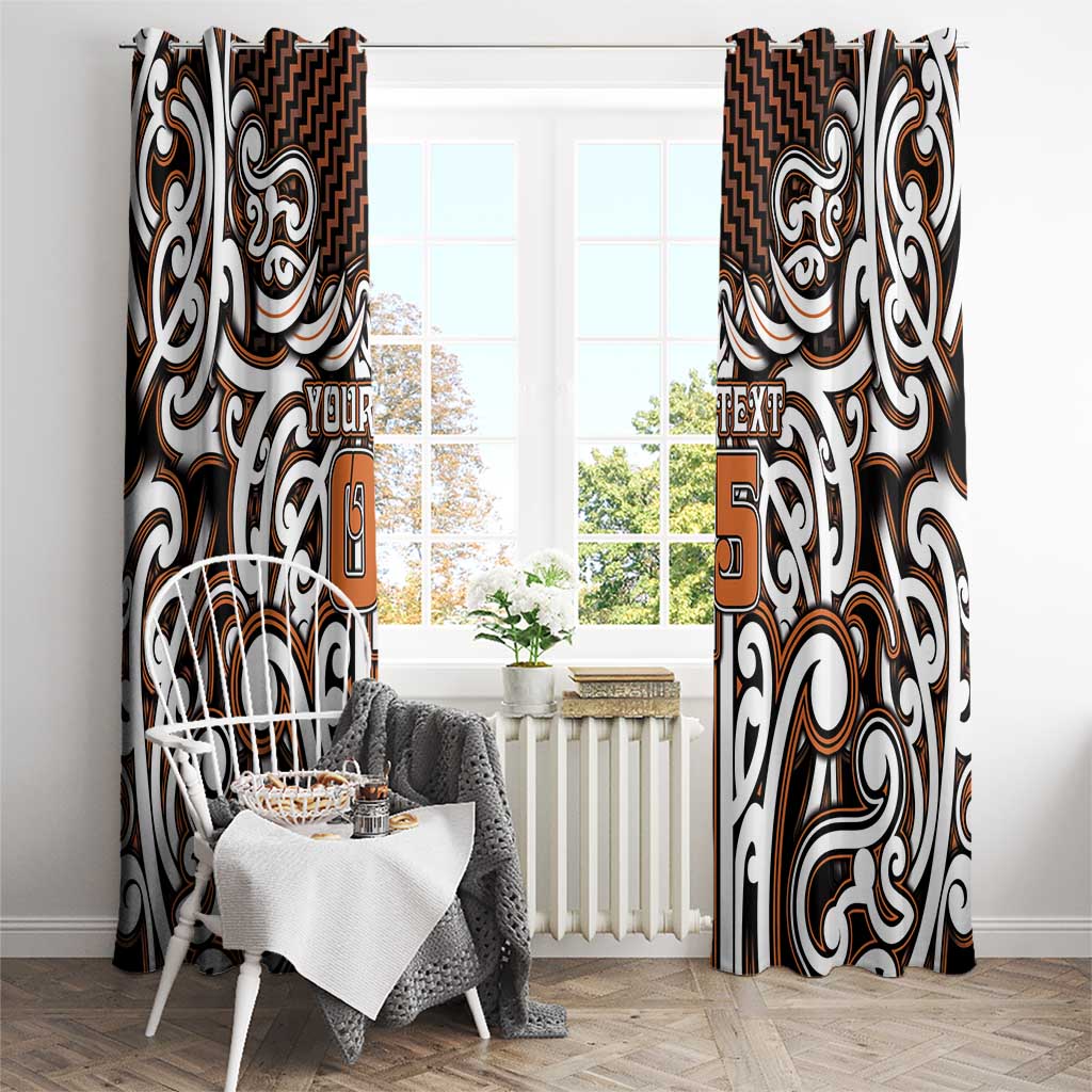 Custom Aotearoa Waikato Window Curtain Maori Tribal Pattern Mix Poutama
