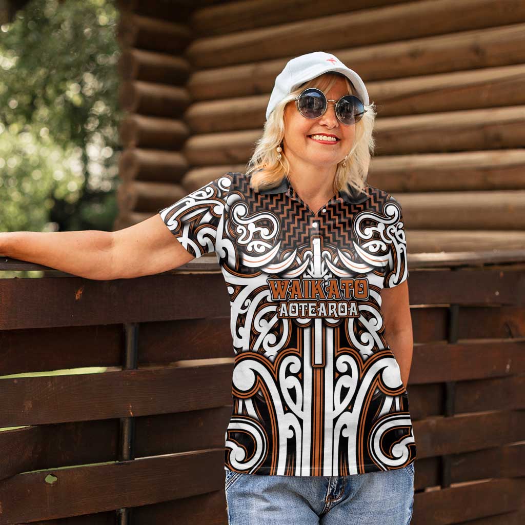 Custom Aotearoa Waikato Women Polo Shirt Maori Tribal Pattern Mix Poutama