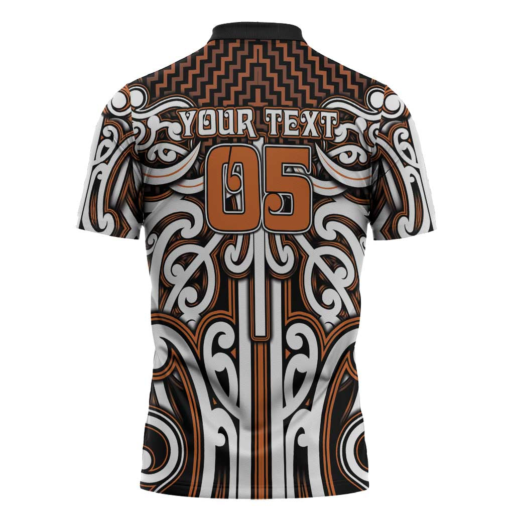 Custom Aotearoa Waikato Zipper Polo Shirt Maori Tribal Pattern Mix Poutama