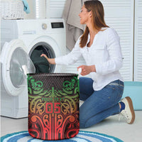 Custom Aotearoa Tuhoe Laundry Basket Maori Tribal Pattern Mix Poutama