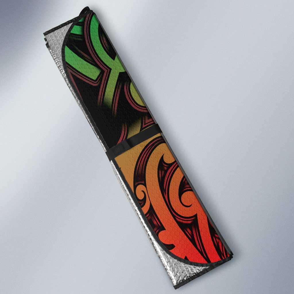 Custom Aotearoa Tuhoe Auto Sun Shade Maori Tribal Pattern Mix Poutama