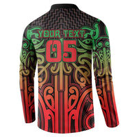 Custom Aotearoa Tuhoe Button Sweatshirt Maori Tribal Pattern Mix Poutama