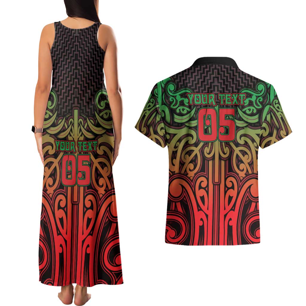 Custom Aotearoa Tuhoe Couples Matching Tank Maxi Dress and Hawaiian Shirt Maori Tribal Pattern Mix Poutama