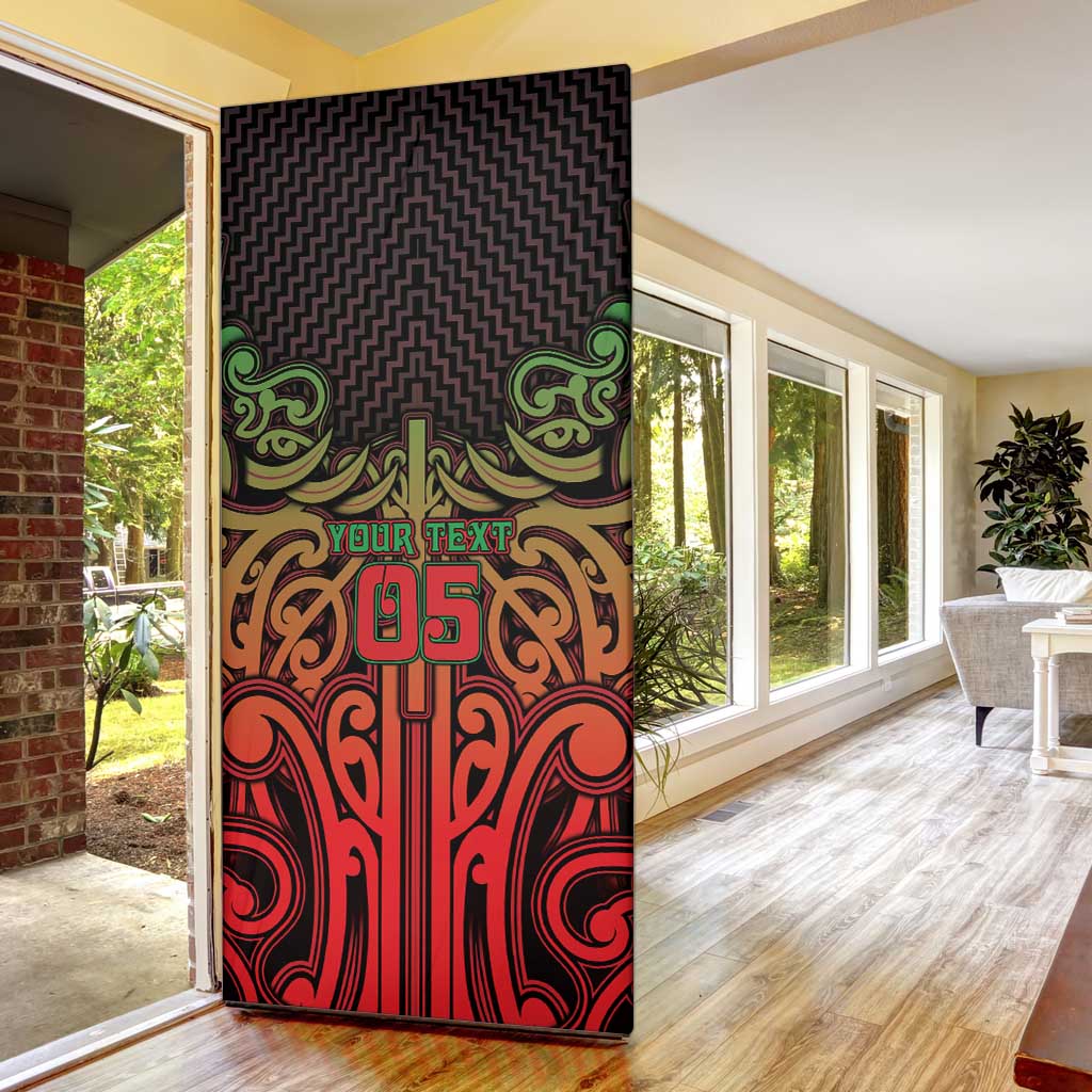 Custom Aotearoa Tuhoe Door Cover Maori Tribal Pattern Mix Poutama