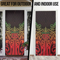 Custom Aotearoa Tuhoe Door Cover Maori Tribal Pattern Mix Poutama