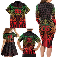 Custom Aotearoa Tuhoe Family Matching Long Sleeve Bodycon Dress and Hawaiian Shirt Maori Tribal Pattern Mix Poutama LT05 - Polynesian Pride