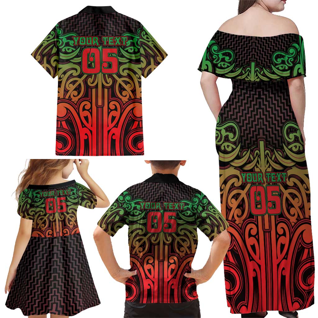 Custom Aotearoa Tuhoe Family Matching Off Shoulder Maxi Dress and Hawaiian Shirt Maori Tribal Pattern Mix Poutama LT05 - Polynesian Pride
