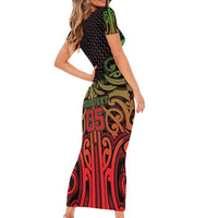 Custom Aotearoa Tuhoe Family Matching Short Sleeve Bodycon Dress and Hawaiian Shirt Maori Tribal Pattern Mix Poutama LT05 - Polynesian Pride